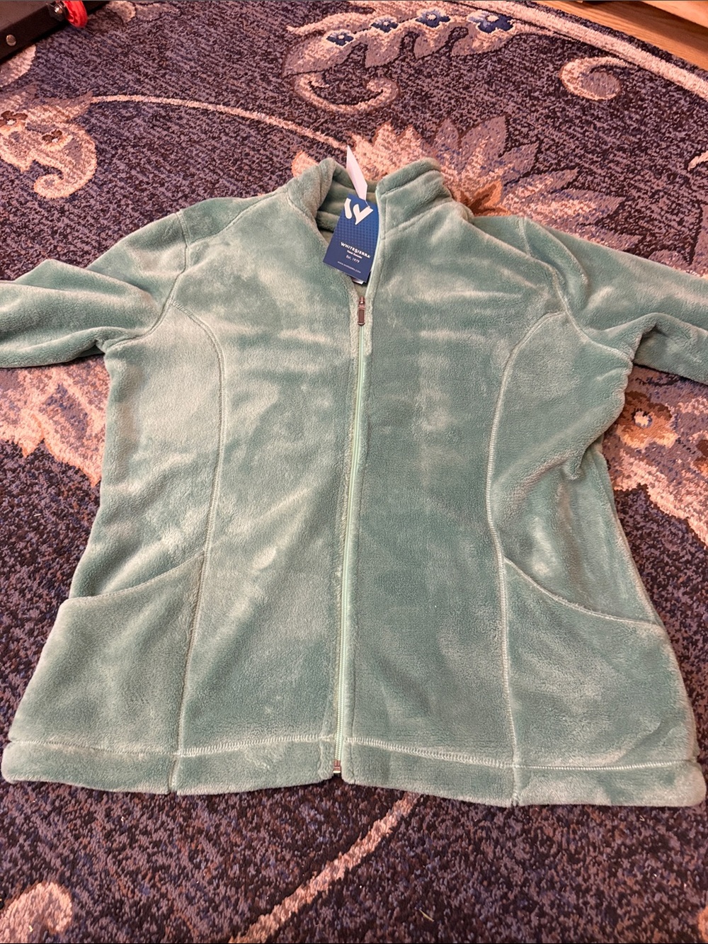 White Sierra Seafoam Green Teddy Fleece Zip-Up Jacket